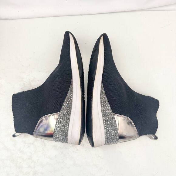 Michael Kors Black & Silver Women's Skyler Sneaker Bootie Size 8.5 - Picture 6 of 7